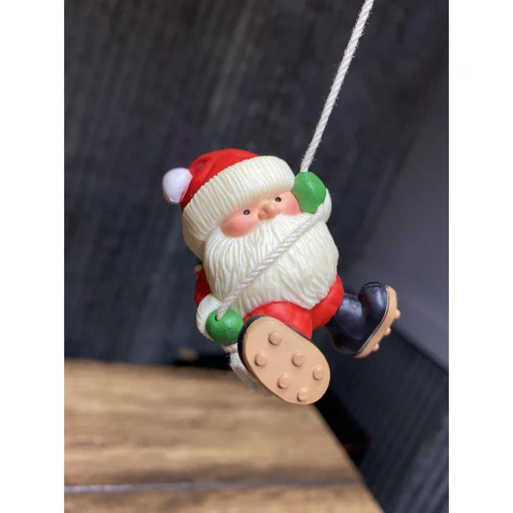 Santa Claus Christmas Tree Ornaments Sleigh Rudolph Plastic Small Red Green